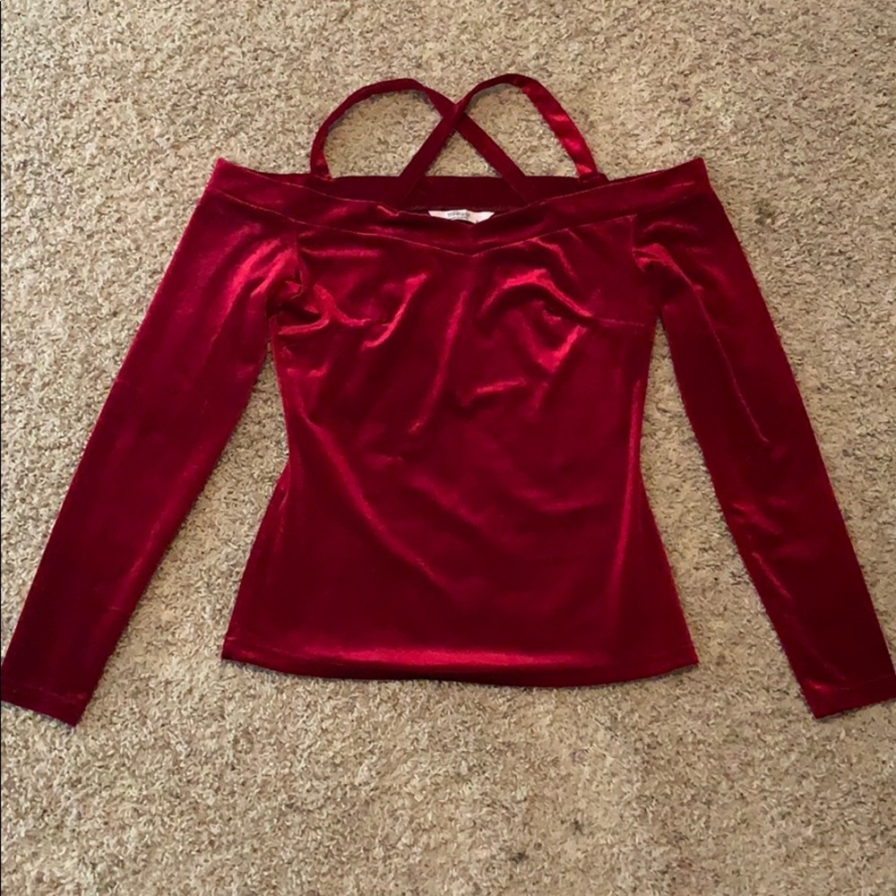 Red Velvet Long Sleeve Top